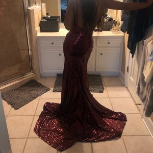 Burgundy all sequins prom dress